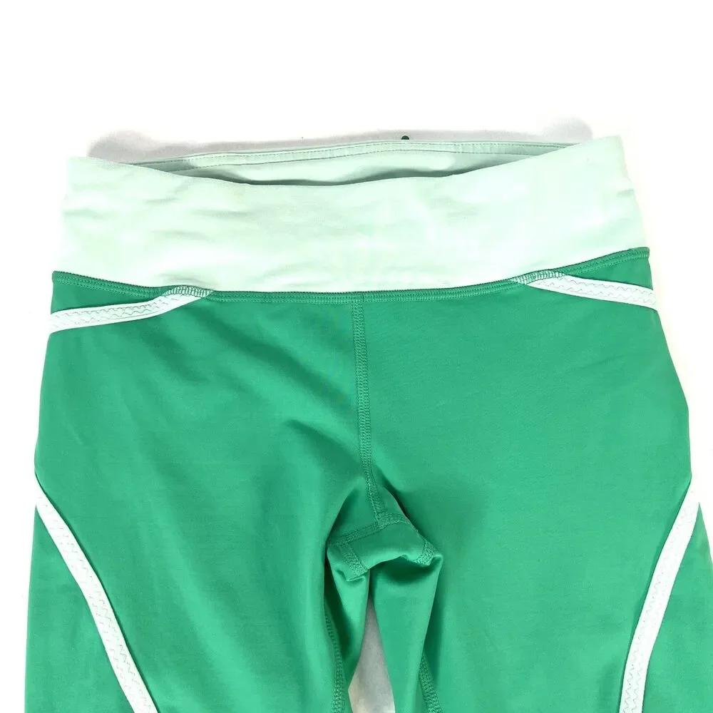 Lululemon 4 Very Green/Fresh Teal Run Pace Crop Yoga Pants Women’s Size 4 W6941S